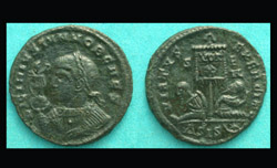Licinius II, Siscia, Victory on Globe Portrait